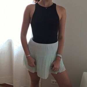 Powder blue pleated mini skirt
